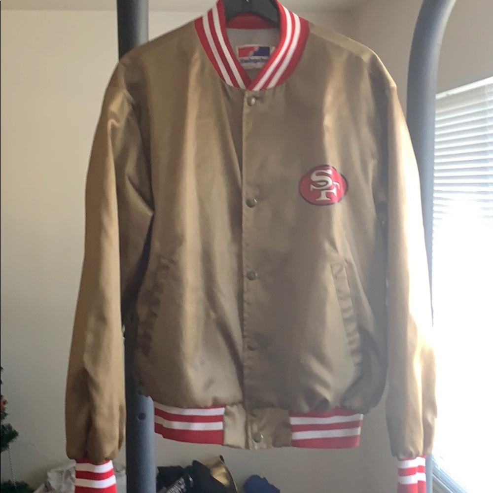 Gold 49ers jacket.